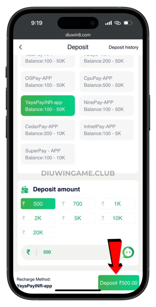 diuwin-deposit-page